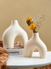 1 件实心 ABS 花瓶、家居装饰、花瓶、餐桌装饰 - 米色 - 查看 2