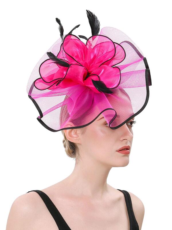 Women Organza Fascinator Hat 1piece, Derby Flower Headpiece SHEIN USA