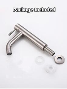 304 不銹鋼彎嘴水龍頭，適用於家庭浴室或室外水槽，冷水或冷熱雙手柄，標準接口 - 銀色 - 查看 2