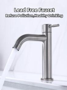 304 不銹鋼彎嘴水龍頭，適用於家庭浴室或室外水槽，冷水或冷熱雙手柄，標準接口 - 銀色 - 查看 1