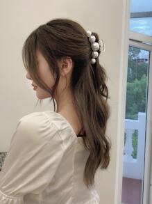 1 件装女士仿珍珠装饰发夹优雅发夹发钳发夹