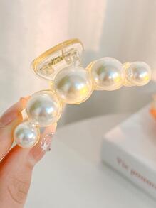 1 件装女士仿珍珠装饰发夹优雅发夹发钳发夹