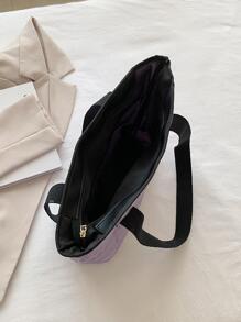 金屬光澤未來主義款拼接對比邊緣手提袋，時尚、街頭潮和朋克風