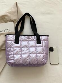 金屬光澤未來主義款拼接對比邊緣手提袋，時尚、街頭潮和朋克風