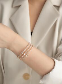 1入組豪華多層水鑽波西米亞風格派對手鍊作為節日禮物 - 金黃色 - 查看 1