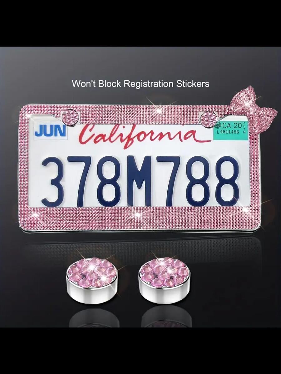 Rhinestone Bow Decor Car Licence Plate Frame SHEIN USA