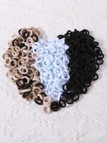 300pcs Girls Solid Color Simple Elastic Hair Ties Suitable For Daily Life - Multicolor - View 1