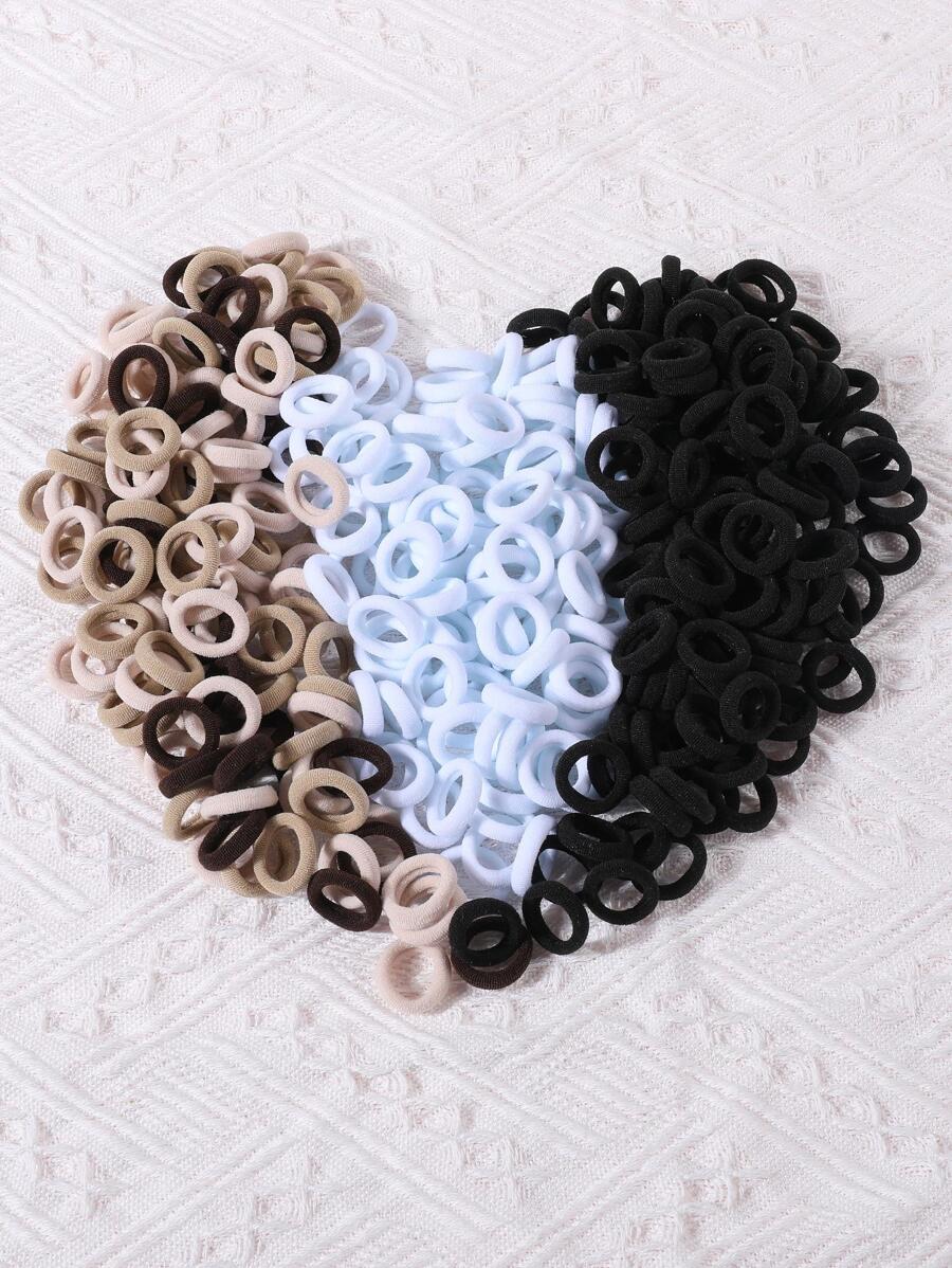 300pcs Girls Solid Color Simple Elastic Hair Ties Suitable For Daily Life - Multicolor - View 1