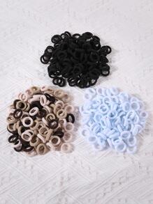300pcs Girls Solid Color Simple Elastic Hair Ties Suitable For Daily Life - Multicolor - View 4
