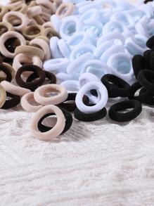 300pcs Girls Solid Color Simple Elastic Hair Ties Suitable For Daily Life - Multicolor - View 5