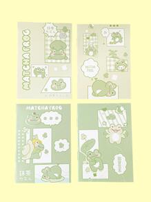 10入組可愛迷你青蛙圖案備忘錄筆記本 - 彩色 - 查看 1