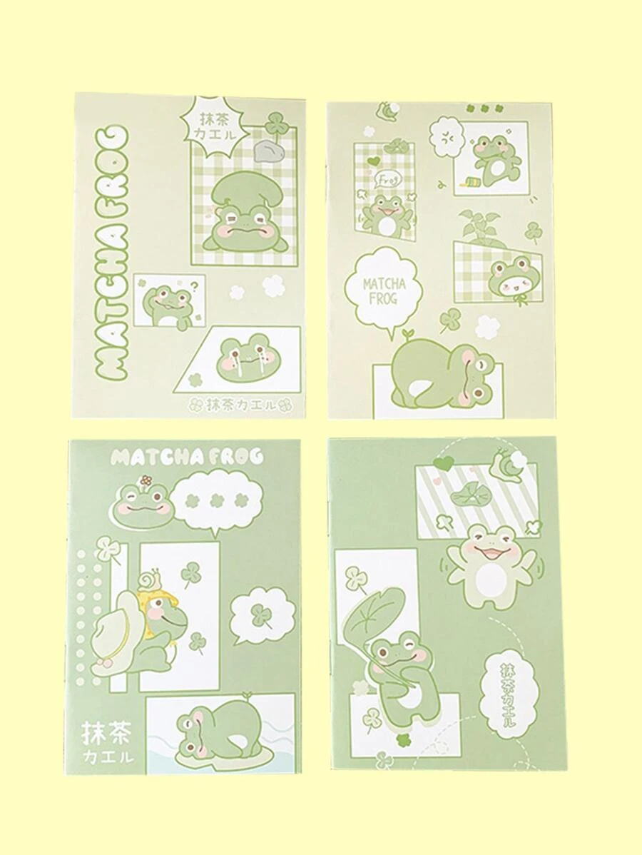 10入組可愛迷你青蛙圖案備忘錄筆記本 - 彩色 - 查看 1