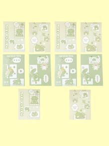 10入組可愛迷你青蛙圖案備忘錄筆記本 - 彩色 - 查看 2