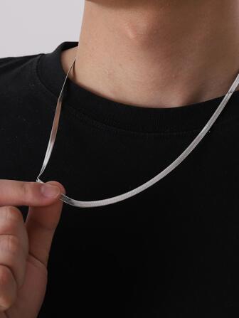 1 collar de cadena de acero inoxidable minimalista para hombre, joyería Popular de moda de plata, regalo para fiesta