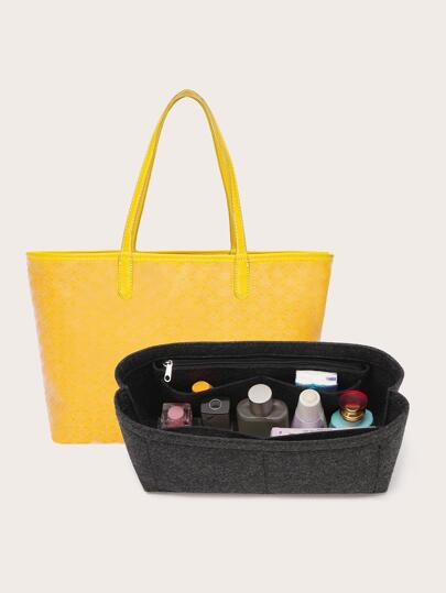 منظم حقيبة يد من الفلت يشمل سحاب، منظم حقيبة يد وحقيبة كبيرة بشكله داخل الحقيبة مع قوالب مصنوعة من الفلت للاستخدام المدرسي أو كهدية للمدرسين أثناء العودة إلى المدرسة