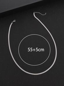 1pc Men's Minimalist Stainless Steel Chain Necklace, Silver Color Fashion Jewelry Gift For Party - Silver - View 3