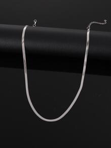 1pc Men's Minimalist Stainless Steel Chain Necklace, Silver Color Fashion Jewelry Gift For Party - Silver - View 2