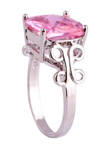 1枚精美欧美风格个性化立方氧化锆戒指，女士款，情人节派对礼物 - 粉色 - 查看 2