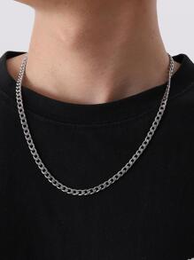 Collar de cadena de Color plateado minimalista de acero inoxidable para hombre, estilo Hip Hop Punk, plata, joyería Popular de moda, regalo para fiesta, 1 pieza - Plateado - Ver 3