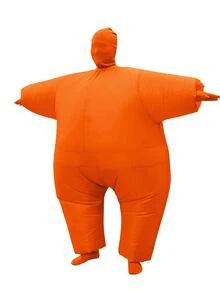 1套無臉人充氣服裝（頭套+手套+充氣服裝+腳套）,適用於有趣的派對、萬聖節、聖誕節或狂歡節表演 - 橘色 - 查看 6