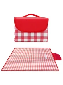 1pc Picnic Mat, Non-woven Thick Outdoor Waterproof Moisture-proof Mat For Spring Outdoors Activities - Red - View 3