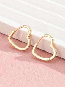 1 Pair Minimalist Copper Cubic Zirconia Heart Shaped Earrings, Suitable For Girls, Elegant Party Earrings, Birthday Gift, Daily Wear - Yellow Gold - View 2
