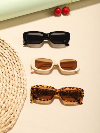 3pcs Kids Cat Eye Shaped Fashion Outdoor Sunglasses For Summer