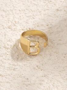 1枚复古粗体英文字母设计开口戒指，可个性化定制 - 金黃色 - 查看 8