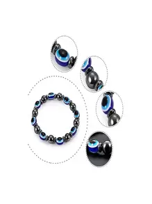 1 vòng tay nữ co giãn từ tính Vòng tay mắt xanh hạt phẳng quyến rũ - Màu xanh lam - Xem 4