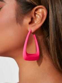 1 par Pendientes de aro de colores geométrico para mujeres - Rosa - Ver 1