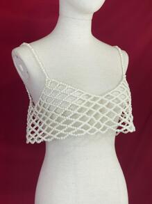 珍珠吊带身体链，纯手工DIY服饰配饰，超酷单品，女士情人节配饰