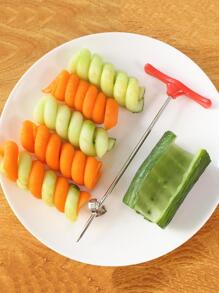 1入/2入不鏽鋼創意螺旋黃瓜切片器，配有神奇貝殼形狀，適用於蔬菜沙拉水果拼盤和扭結小吃，手柄顏色隨機 - 彩色 - 查看 3