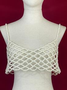 珍珠吊带身体链，纯手工DIY服饰配饰，超酷单品，女士情人节配饰