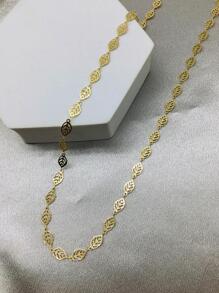 1入組金色顏色黃銅花絲樹葉樹葉長項鍊