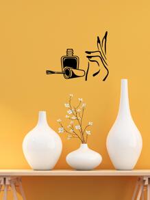 1入組簡約風自黏式防水美甲沙龍牆貼 - 黑色 - 查看 2