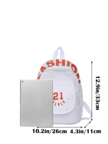 Niños Mochila funcional con estampado de letra cremallera - Blanco - Ver 4