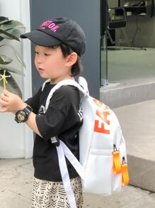 Niños Mochila funcional con estampado de letra cremallera - Blanco - Ver 3