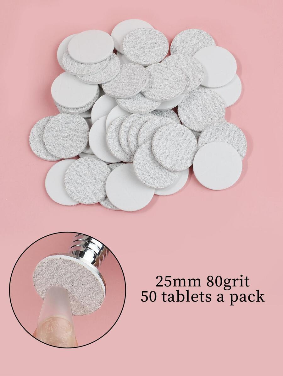 klimonla 美甲打磨片,50片装,180目电动去茧砂纸片,美甲打磨机替换配件,去除死皮和裂皮 - 灰色 - 查看 1