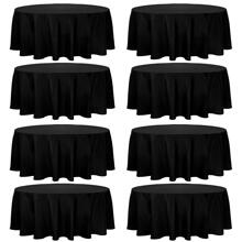 8 Pack Thick Premium Round Tablecloth Solid Table Covers Bulk Washable Polyester Fabric Round Table Clothes for Wedding Party Reception Banquet Buffet Restaurant - Black - View 2