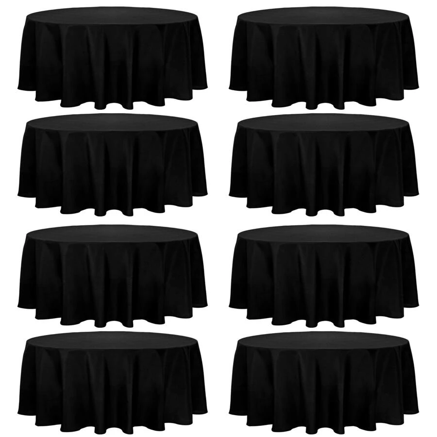 8 Pack Thick Premium Round Tablecloth Solid Table Covers Bulk Washable Polyester Fabric Round Table Clothes for Wedding Party Reception Banquet Buffet Restaurant