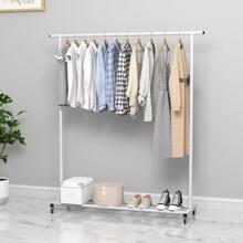 62.99 Inches Metal Clothing Rack Standard Rod Simple Rolling Metal Garment Rack Organizer Freestanding Hanger with Wheels Clothes Garment Coat Rack with Bottom Shelf, Clothing Rack for Hanging Clothes, Coats - White - View 1