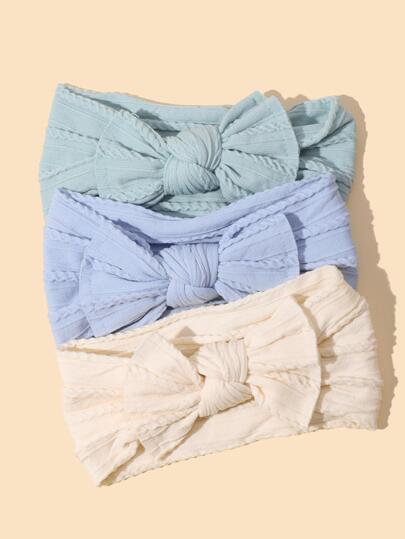 3件套女士蝴蝶结装饰时尚发带，可爱发箍头巾发带吸汗带，秋冬季女士度假装扮发饰，优雅围巾女士头巾柔软头巾