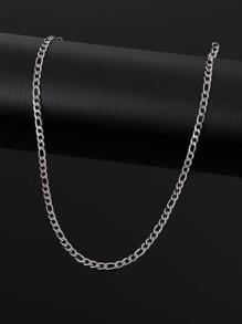1Pc Men's Minimalist Stainless Steel Silver Color Chain Necklace Hip Hop Punk Style Silver Fashionable Popular Jewelry Gift Party - Silver - View 1