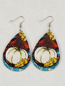 Pumpkin Pattern Water Drop Earrings - Multicolor - View 2