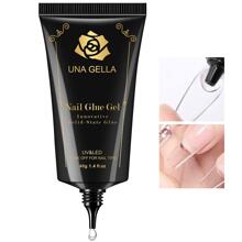 UNA GELLA Soft Gel Nail Tips Glue Gel | Solid Nail Glue Gel 40ml | Lamp Curing Needed Solid State Soak Off Glue Super Strong Nail Glue Gel for Acrylic Nails Curing Needed For Nails Extension Fake Nail Tips Press On Nails for Gel Jelly Tips - 無色 - 查看 1