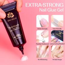 UNA GELLA Soft Gel Nail Tips Glue Gel | Solid Nail Glue Gel 40ml | Lamp Curing Needed Solid State Soak Off Glue Super Strong Nail Glue Gel for Acrylic Nails Curing Needed For Nails Extension Fake Nail Tips Press On Nails for Gel Jelly Tips - 無色 - 查看 5