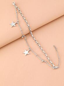 Aomogo 不鏽鋼手鐲，高端星形吊墜珠鏈韓式時尚手鐲，女士珠寶禮物