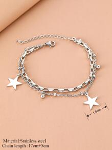 Aomogo 不鏽鋼手鐲，高端星形吊墜珠鏈韓式時尚手鐲，女士珠寶禮物