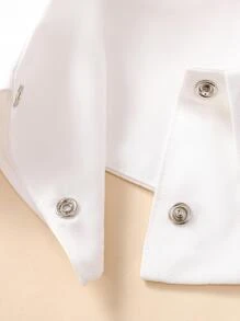 1pc Women's White Peter Pan Collar Shoulder Pad Removable Back Button Decor Round Neck Top  Accessories Women - White - View 6