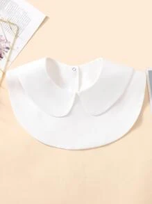 1pc Women's White Peter Pan Collar Shoulder Pad Removable Back Button Decor Round Neck Top  Accessories Women - White - View 1